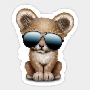 Cute Baby Lion Wearing Sunglasses Sticker